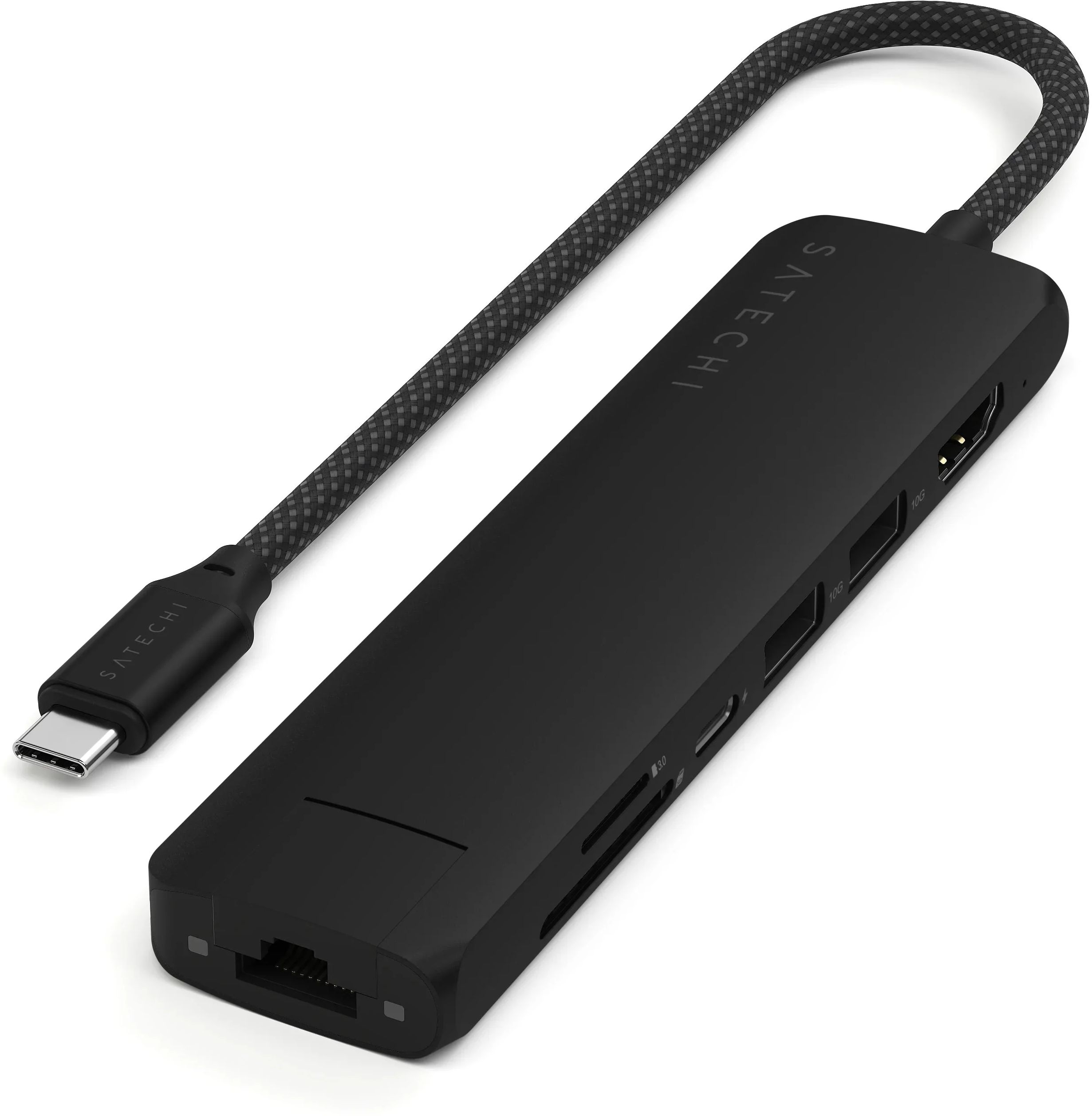 Satechi 7-in-1 USB-C Slim Multiport Adapter 4K with Ethernet Black